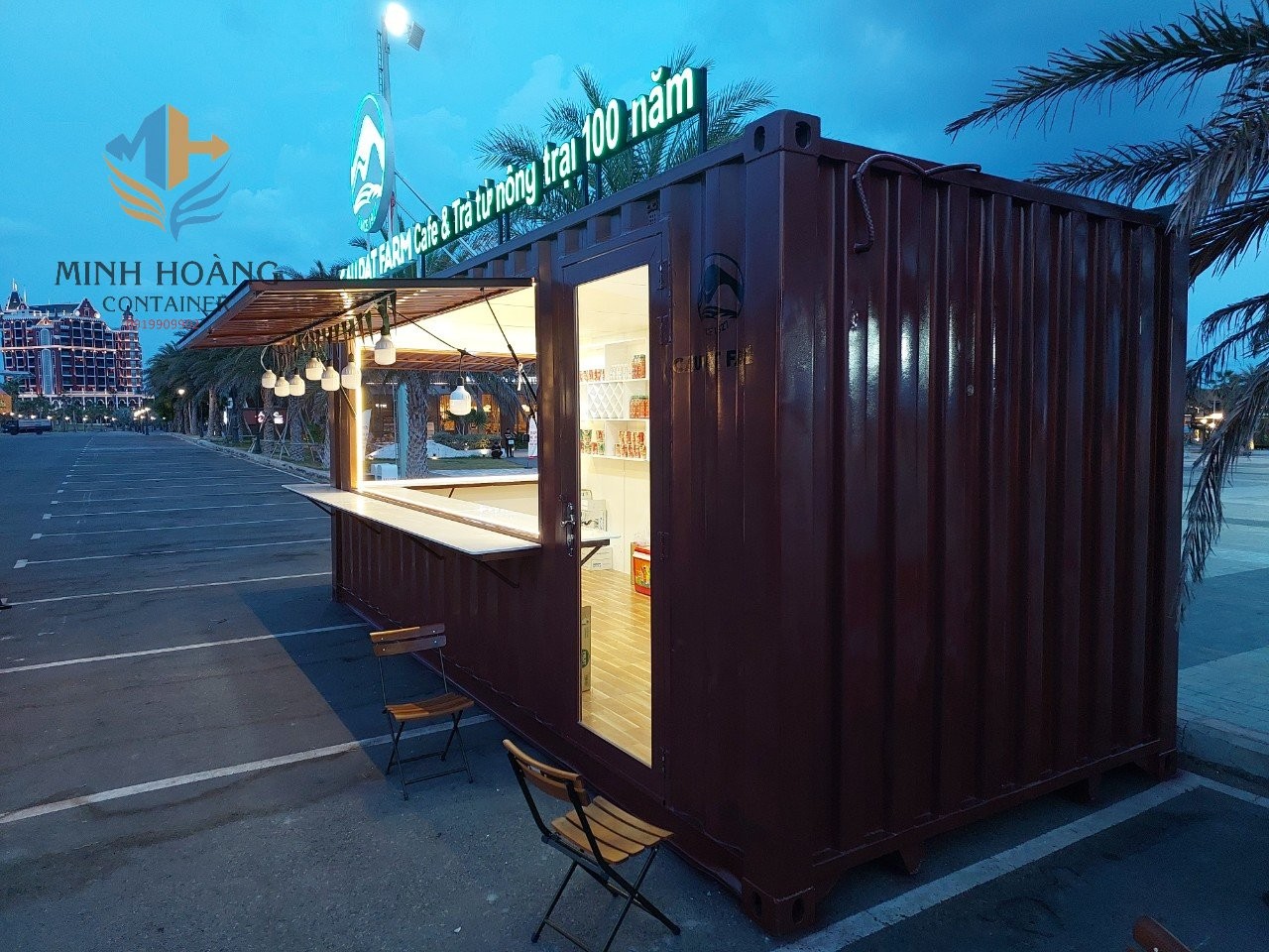 Container cafe 20 feet màu nâu tại Phan Thiết